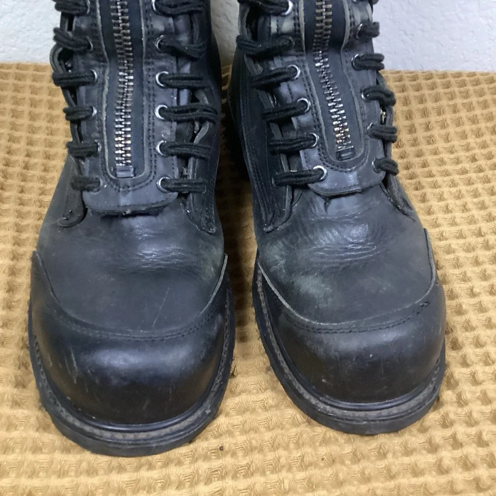 Black Fire Station Dual Lace Zipper Vibram Mens 12 Boots Firefighter EMS Combat